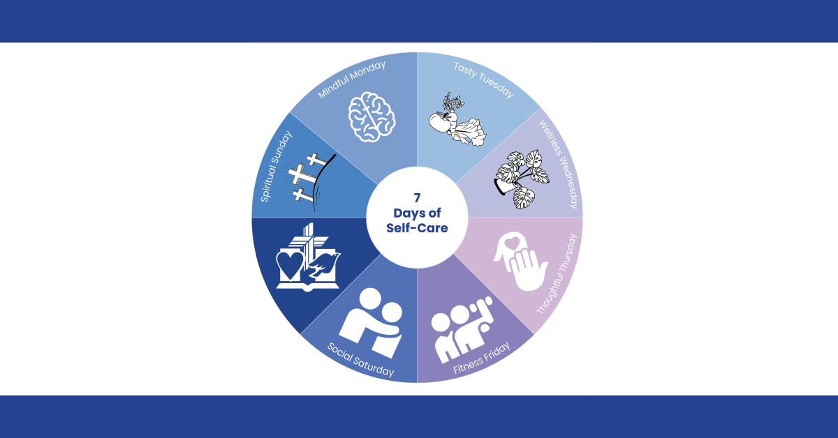 7 days of self care wheel for heart health