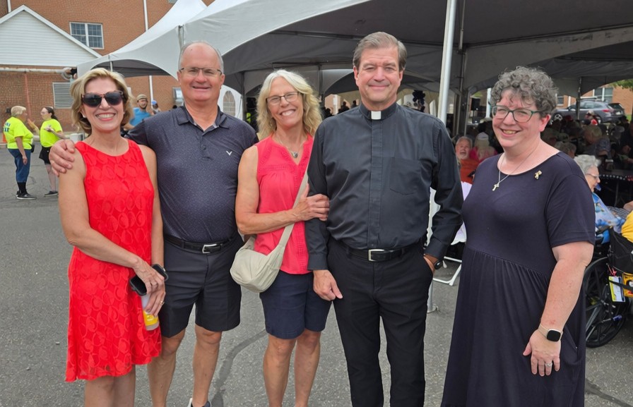 Concordia President & CEO Keith Frndak, Concordia Director of Chaplaincy Rev. Robert Zagore and their spouses pose with Deaconess Heather Wathall